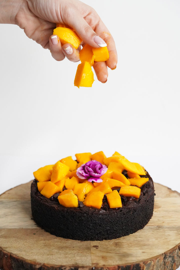 Gooey Dark Chocolate & Mango Cake