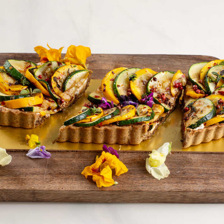 Zucchini Tart with Cream Cheese & Balsamic Reduction