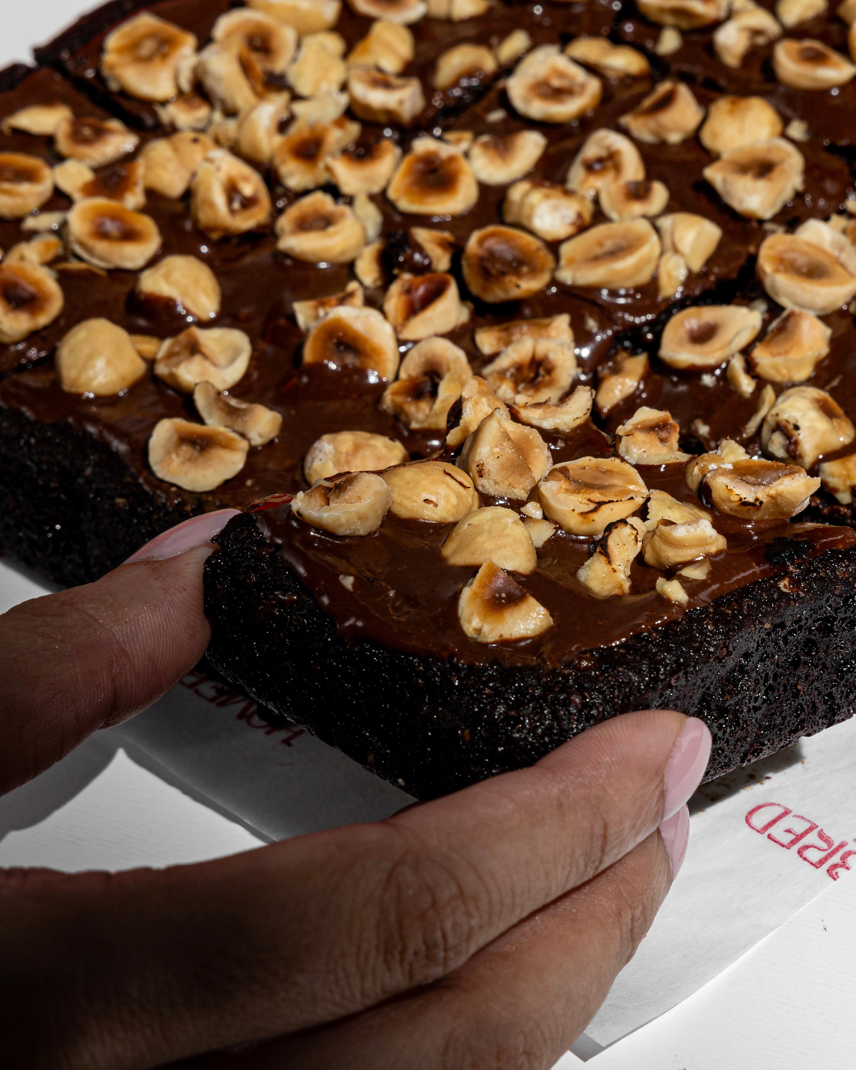Dark Chocolate & Hazelnut Brownies with our in house Sugar Free Nutella