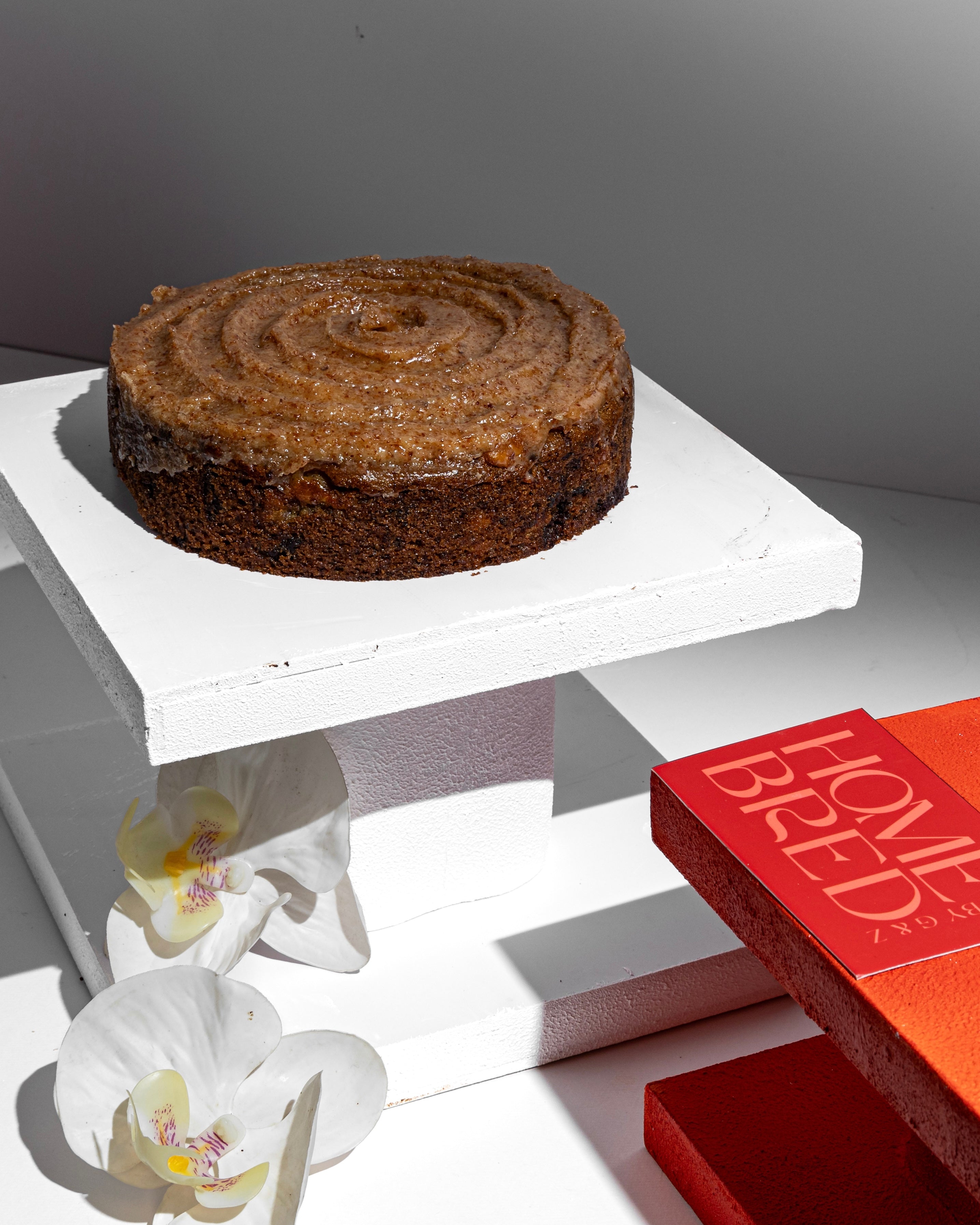 Banana, Walnut & Dark Chocolate Cake with Almond Butter Frosting