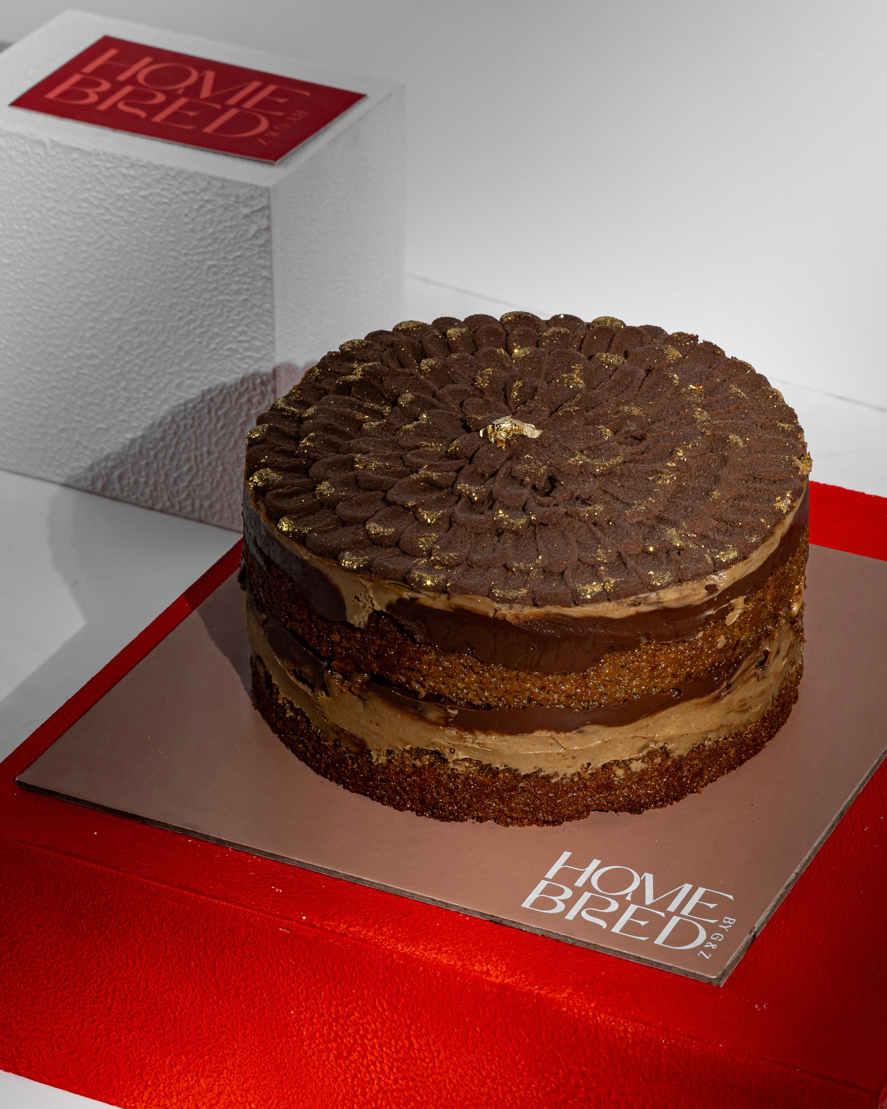 Coffee, Walnut & Dark Chocolate Icing Cake