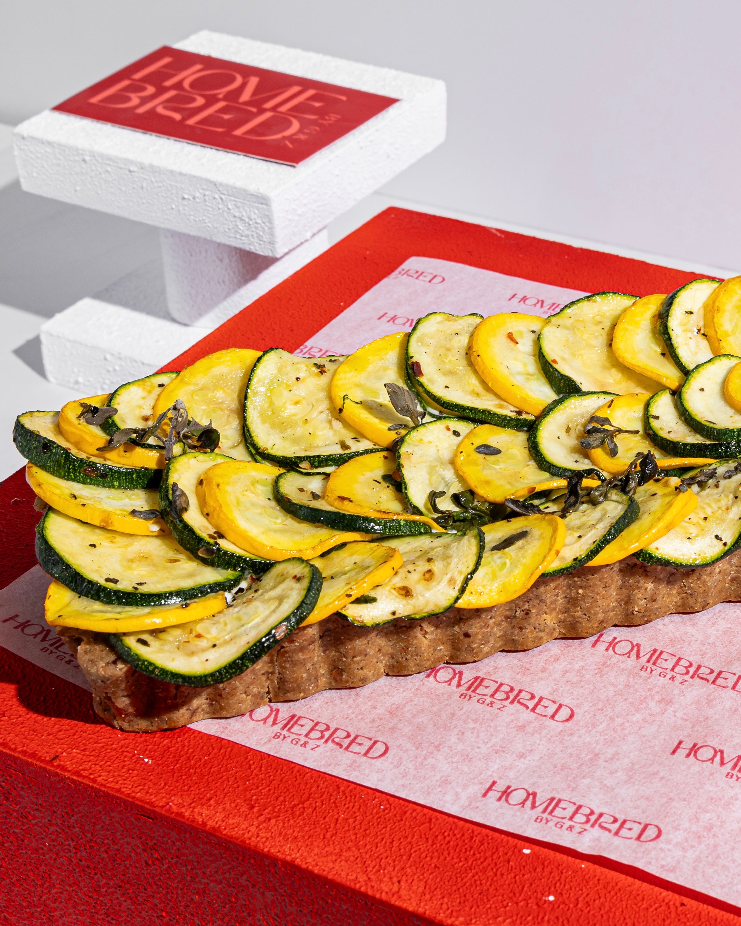 Zucchini Tart with Cream Cheese & Balsamic Reduction